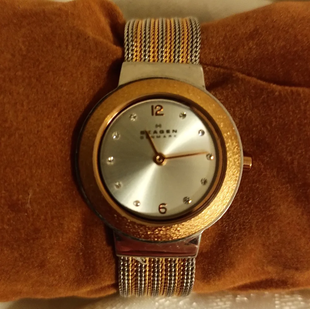 Skagen rose gold two toned women's mesh watch